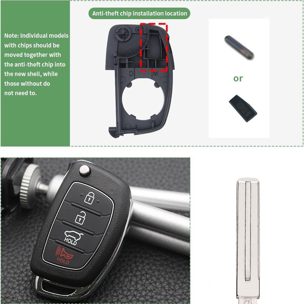 Key Fob Case for Hyundai Sonata Santa Fe Sport with Insert Rubber Pad Keypad