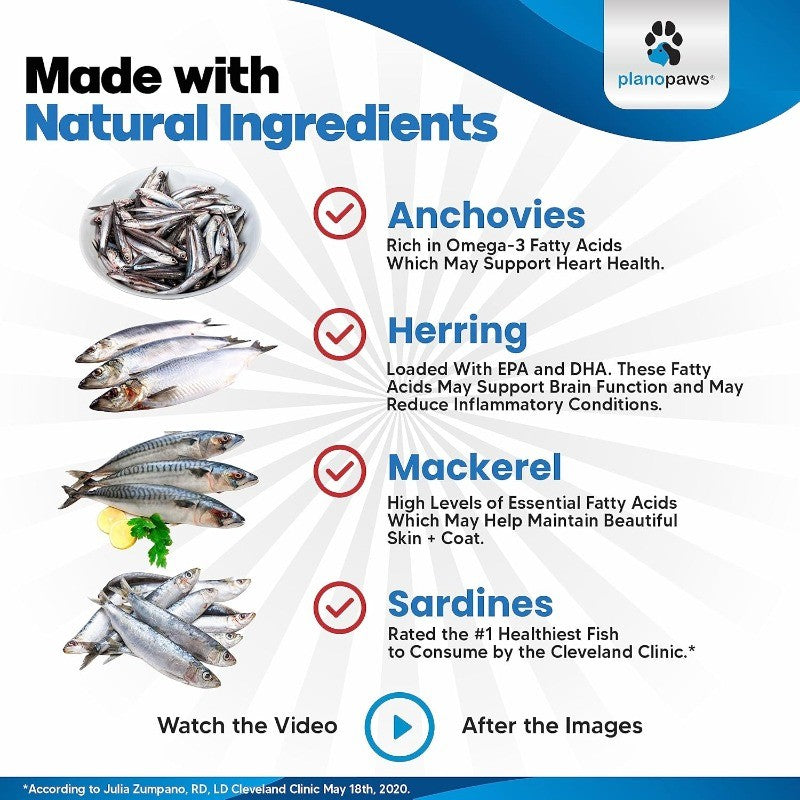 Omega 3 Fish Oil for Dogs to Reduce Shedding & Support Skin & Coat Health