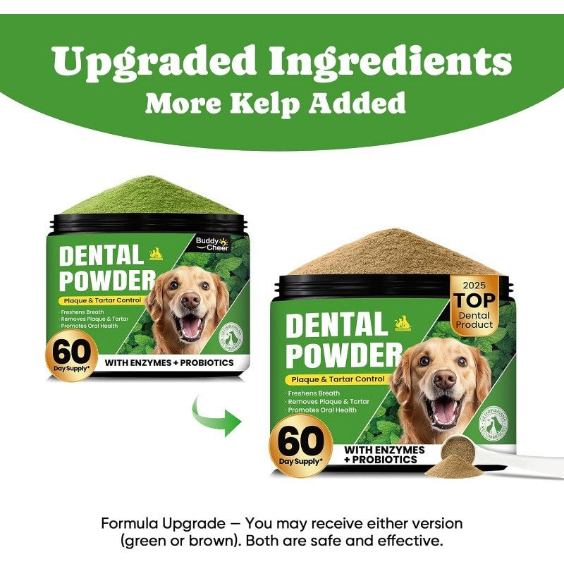 Dog Dental Care Powder for Fresh Breath & Plaque Control with Enzymes, Mint