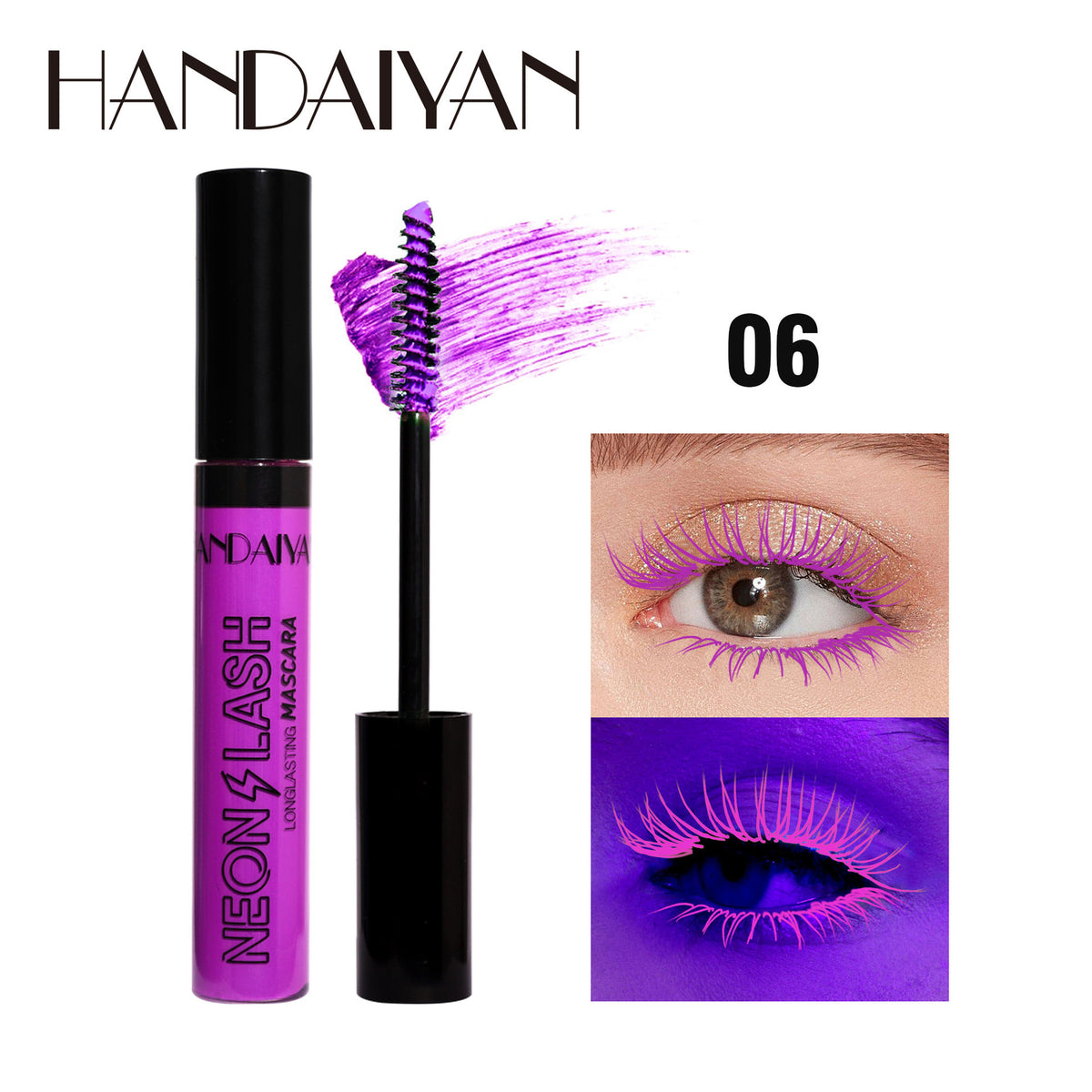 6-Color Fluorescent Mascara - Waterproof, Smudge-Proof, Halloween Eye Makeup