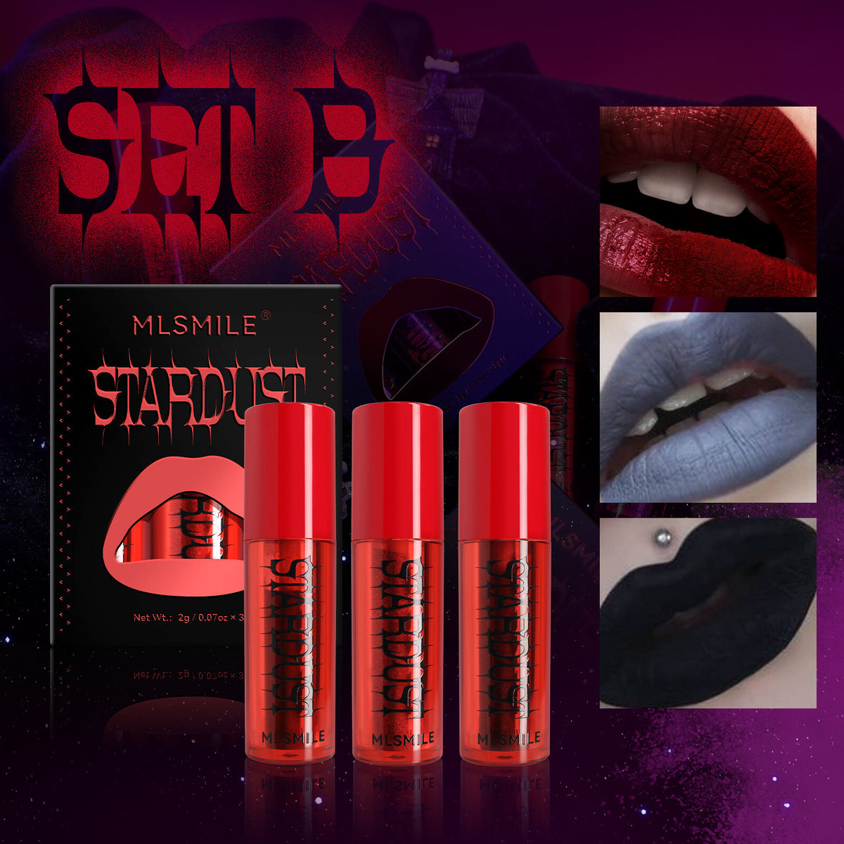 3pc/box Iridescent Lip Gloss Set Velvet Matte Pearl Shine Lipstick for women