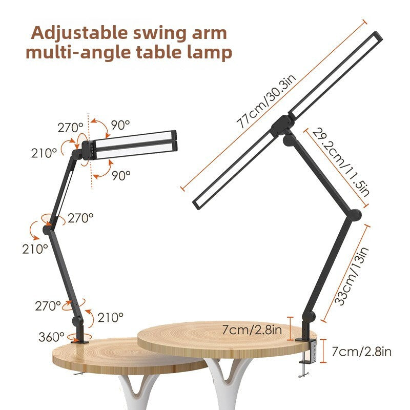 LED Desk Lamp Eye Protection for Dormitory Study Reading Light Clip Foldable