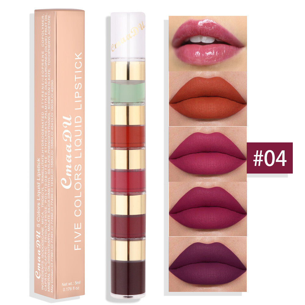 5 Colors 5 in 1 Liquid Lipstick Magic Lip Gloss Matte & Waterproof Long Lasting