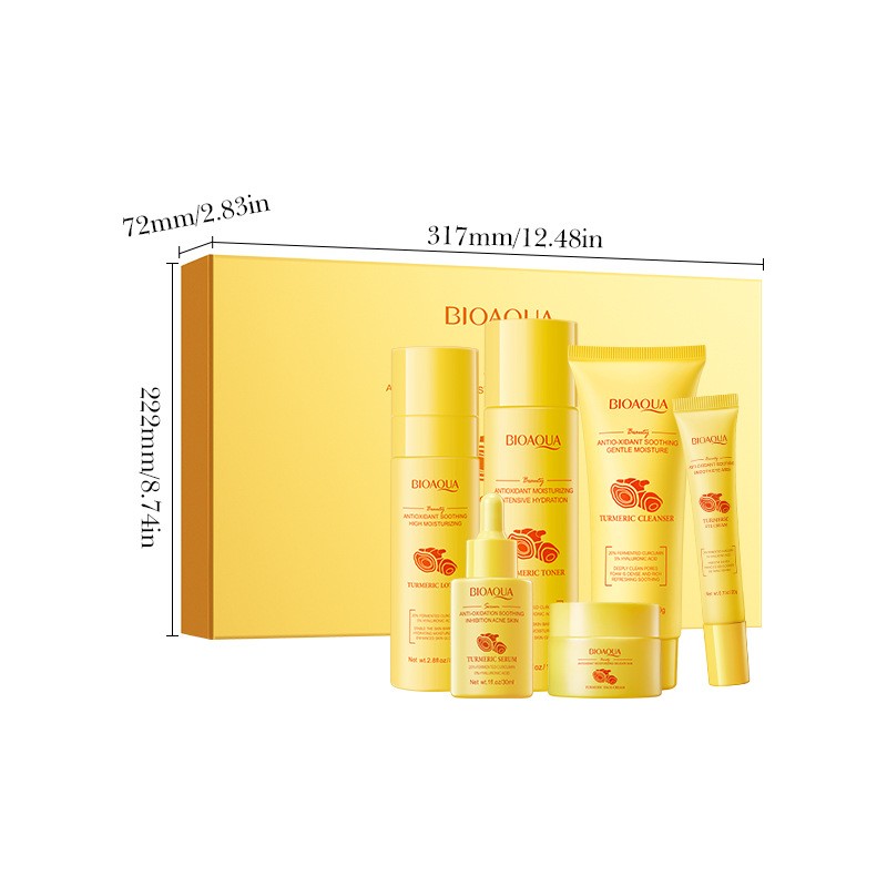 Turmeric Antioxidant Skincare Gift Set 6pc Cleanser Toner Serum Eye Cream Lotion