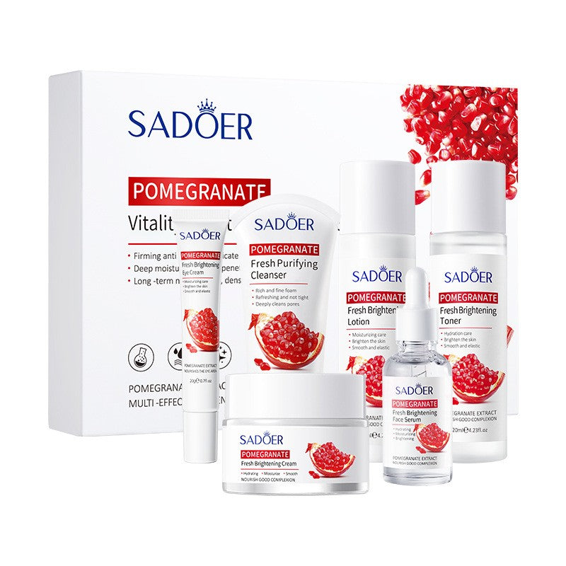 Pomegranate Skincare Set 6pc Cream Essence Milk Liquid Water Cleanser Skin Care