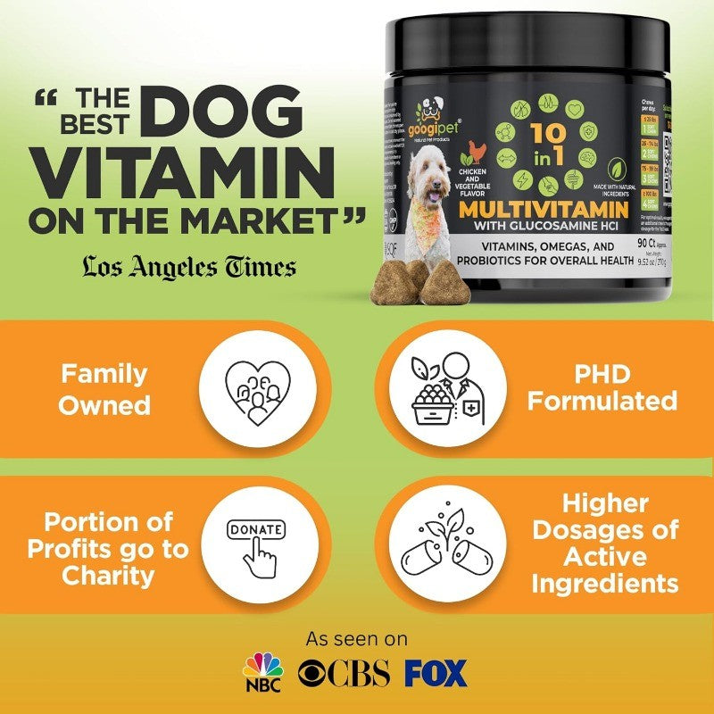 Dog Multivitamin Chews with Probiotics & Glucosamine for Gut & Joint Health