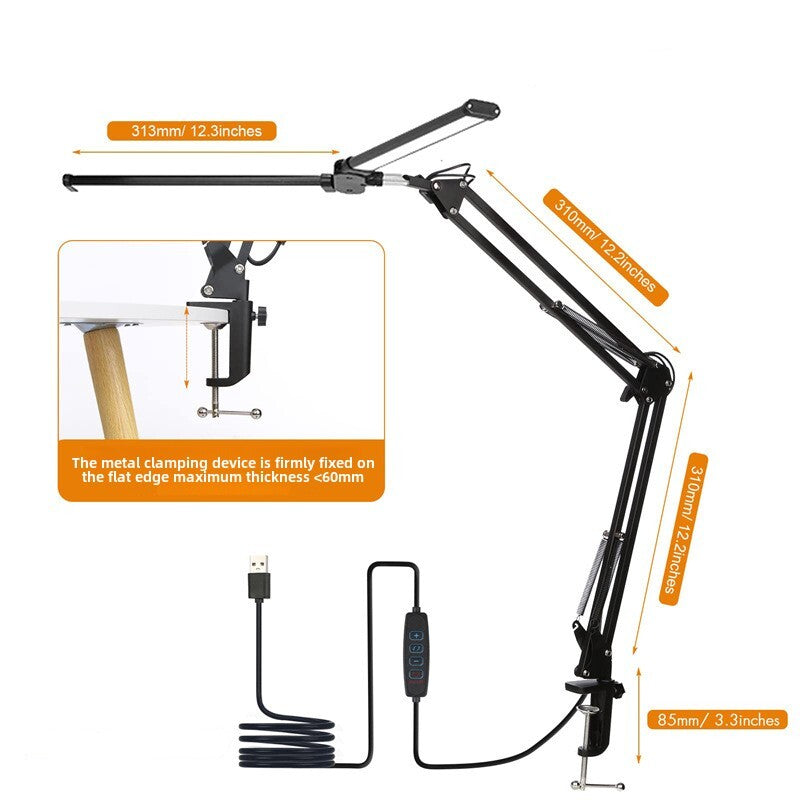 LED Table Lamp with 10 levels of brightness – Dual Screen, Adjustable Gooseneck