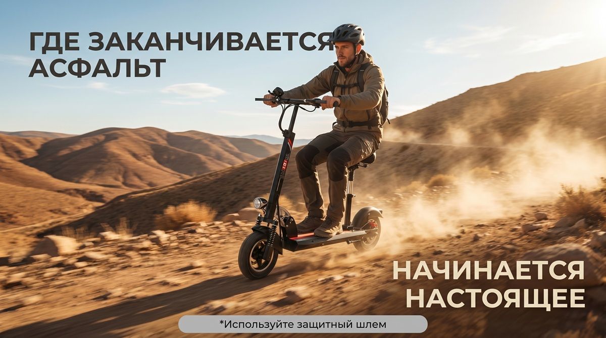 Электросамокат 36V 800W для взрослых, складной двухколесный, внедорожный, запас хода до 55 км, аккумулятор 8-13 А ч