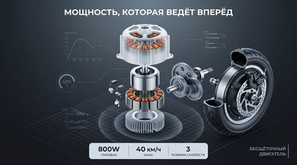 Электросамокат 48V 800W внедорожный для взрослых, запас хода до 60 км, аккумулятор 8-13 А ч