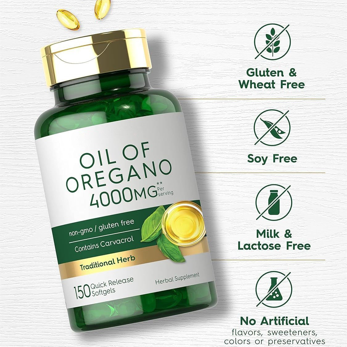 Oregano Oil Softgels 4000mg 150 Count Natural Immune Support 90% Carvacrol