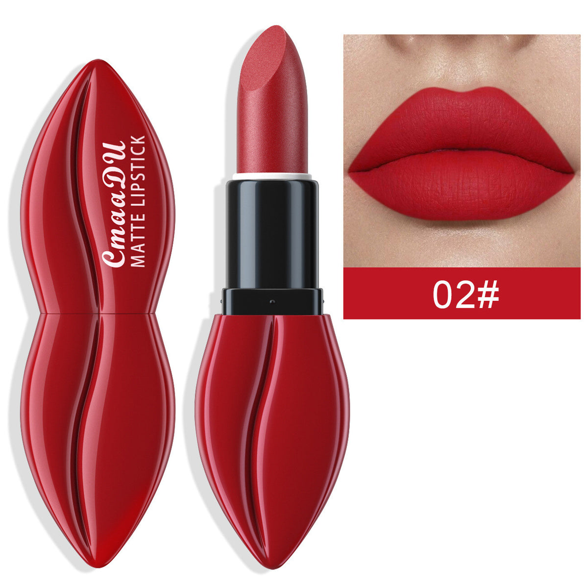 Matte Waterproof Lipstick & Lip Gloss - 10 Colors, Lip-Shaped Design