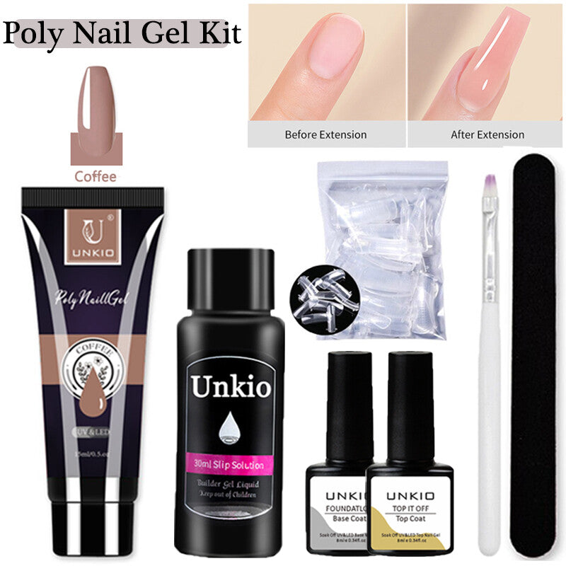 15ml Poly Nail Gel Set 11in1 Soak Off Nail Extension Builder False Nails Nude