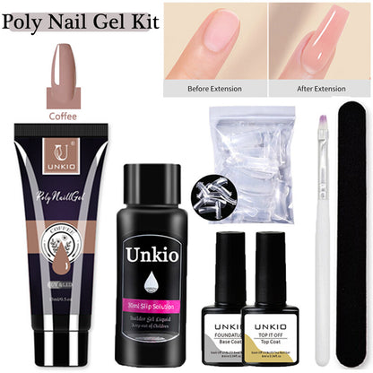 15ml Poly Nail Gel Set 11in1 Soak Off Nail Extension Builder False Nails Nude
