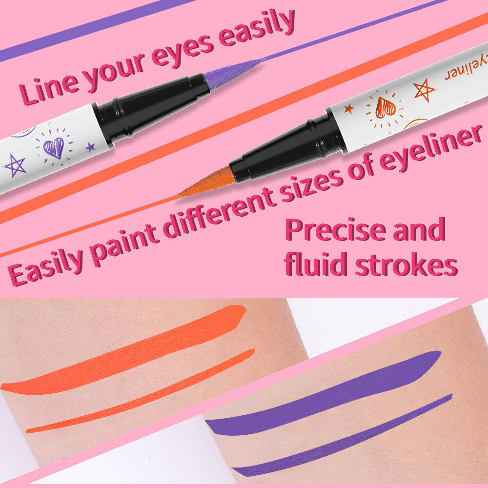 12-Color Liquid Eyeliner - Waterproof, Quick-Dry, Smudge-Proof Makeup for Women