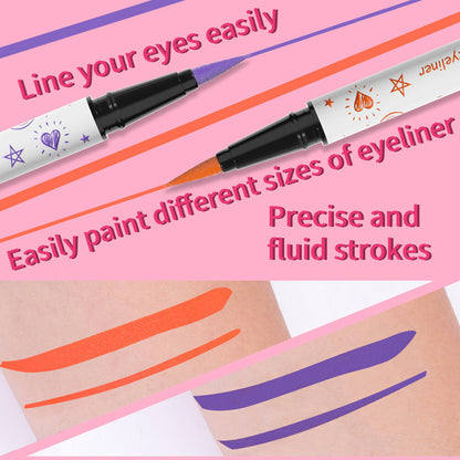 12-Color Liquid Eyeliner - Waterproof, Quick-Dry, Smudge-Proof Makeup for Women