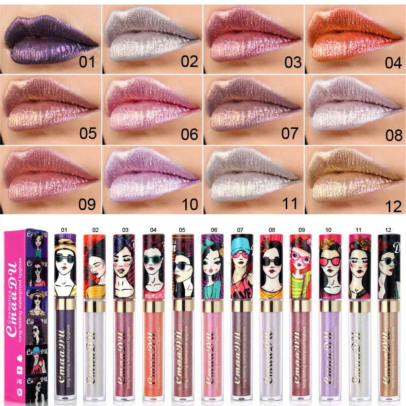 Anime Lip Gloss Shimmery Red/Silver/Purple/Orange/Gold, Waterproof