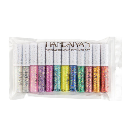 12pcs Glitter Eyeliner & Eye shadow Gift Set Metallic Liquid Liners Shimmer