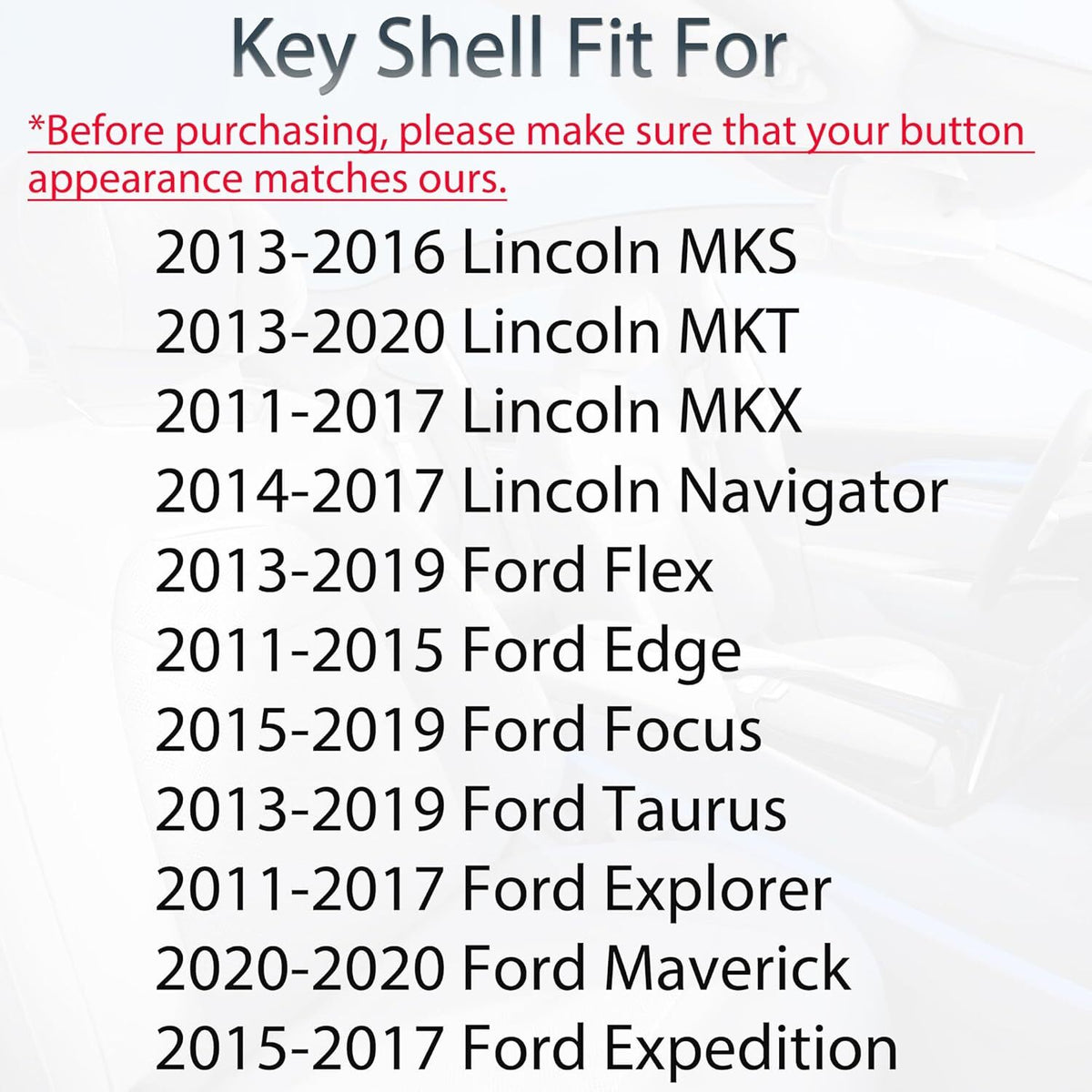 Key Fob Shell Case Replacement Fit for Ford Lincoln Keyless Entry Remote Control