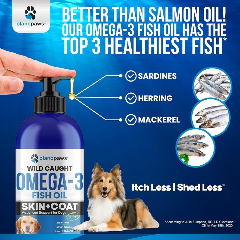 Omega 3 Fish Oil for Dogs to Reduce Shedding & Support Skin & Coat Health