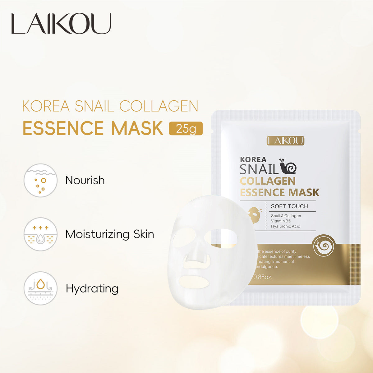 5pcs/set Skin Care Skin Masks Moisturizing Cleansing Korean Snail Mucin Mask