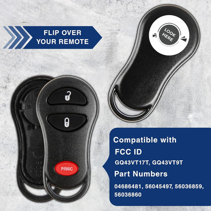 KeylessOption Key Fob Cover Case Replacement for Chrysler Caravan Dodge Ram Jeep