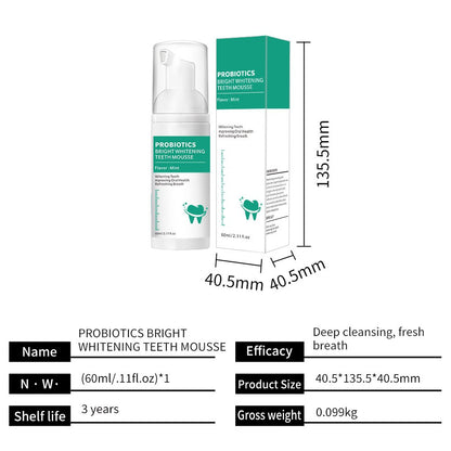 Mousse Whitening Foam Toothpaste - Mint Flavor, Freshens Breath, Fights Stains