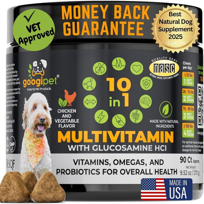 Dog Multivitamin Chews with Probiotics & Glucosamine for Gut & Joint Health