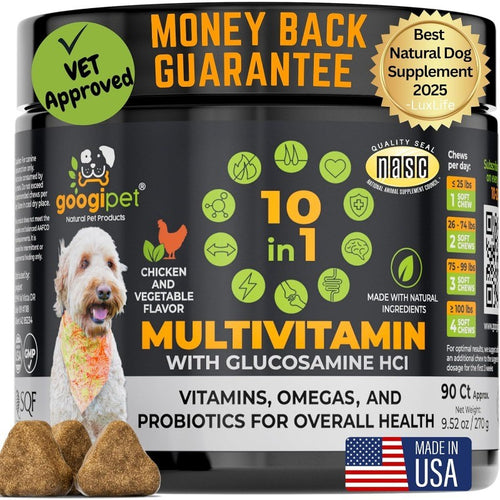 Dog Multivitamin Chews with Probiotics & Glucosamine for Gut & Joint Health