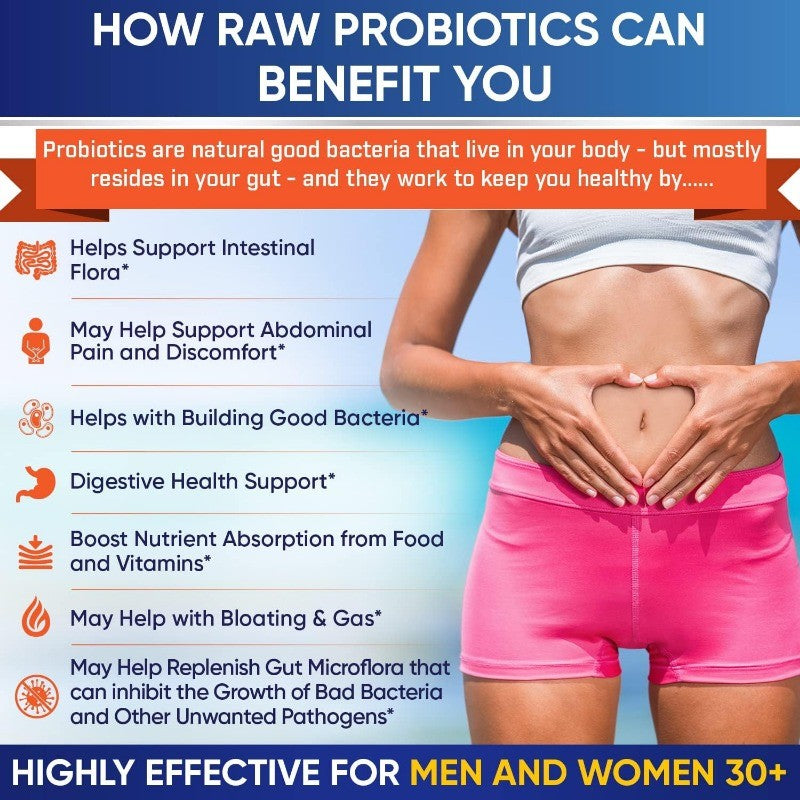 Raw Probiotics for Adults with Prebiotics and Digestive Enzymes Complete Formula