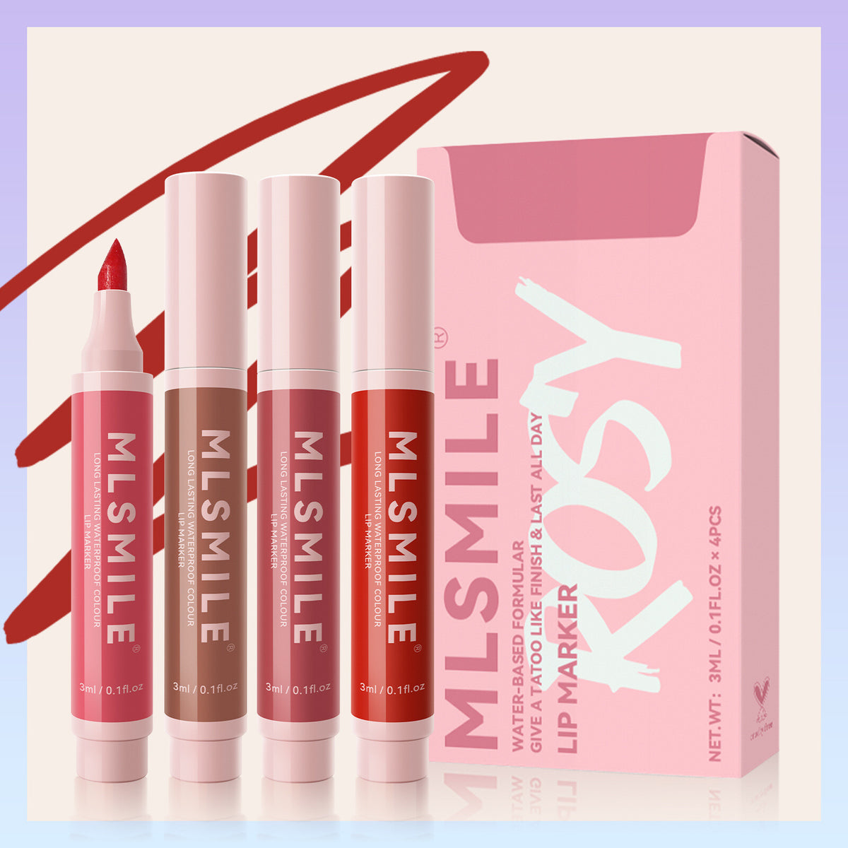 4pcs/box Lipstick Set Lip Pencil Matte Velvet Red Brown Long Lasting for Women