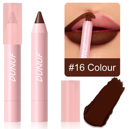18-Color Matte Lip Pencil Gloss - Waterproof Long Lasting Smudge Proof Non-Stick