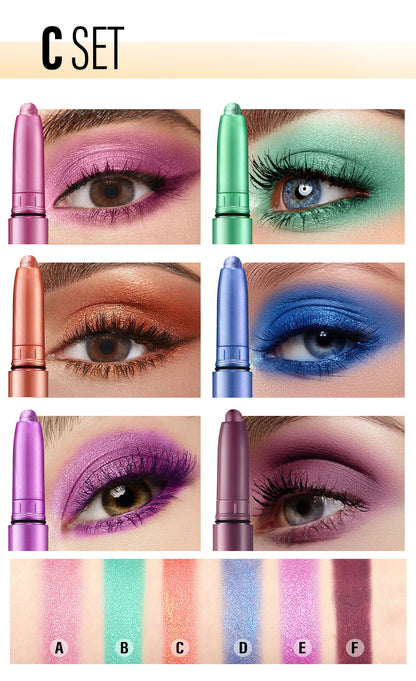 Eyeshadow Pencil 6pcs/Set - Matte & Shimmer, Quick Blend Waterproof Long Lasting