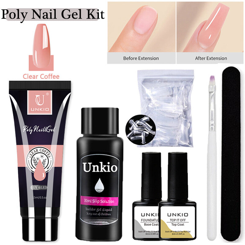 15ml Poly Nail Gel Set 11in1 Soak Off Nail Extension Builder False Nails Nude