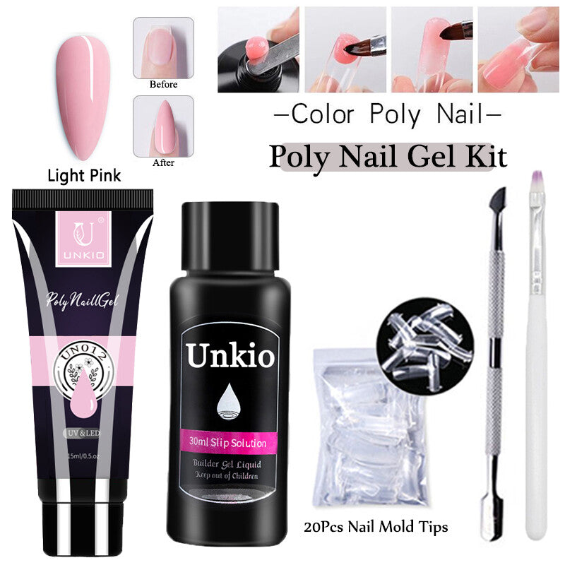 Acrylic Extension Poly Nail Gel Kit Quick Building Complete Tools Brush Form Set