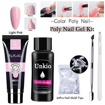 Acrylic Extension Poly Nail Gel Kit Quick Building Complete Tools Brush Form Set