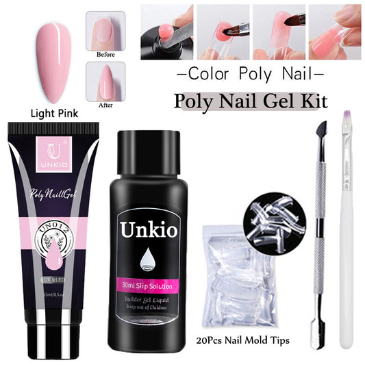 Acrylic Extension Poly Nail Gel Kit Quick Building Complete Tools Brush Form Set