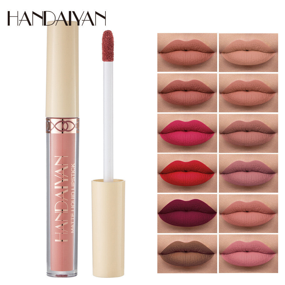 HANDAIYAN Velvet Lip Gloss for Women Matte Liquid Lipstick 12Colors Long-Lasting