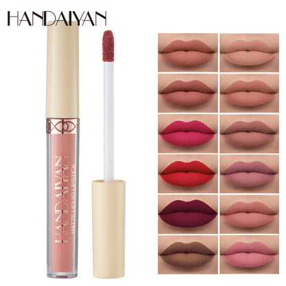 HANDAIYAN Velvet Lip Gloss for Women Matte Liquid Lipstick 12Colors Long-Lasting