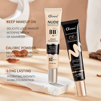 CC BB Cream SPF50+ PA+++ Color Correcting Brightening Makeup Base Sunscreen