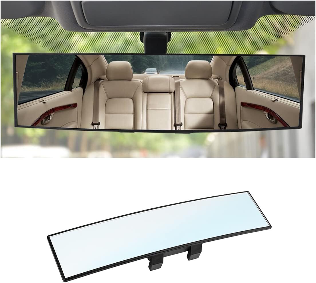 Car Rearview Mirrors, Shock Resistant Interior Clip-on Panoramic Rear View 12in