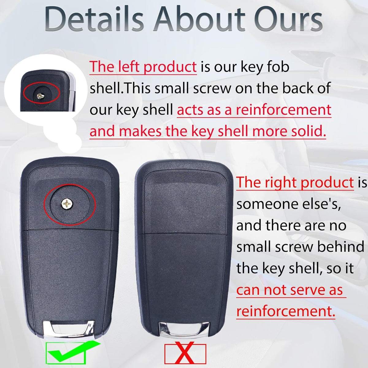 Key Fob Shell Case Replacement Fits Chevy Keyless Remote Control Key Pad Cover