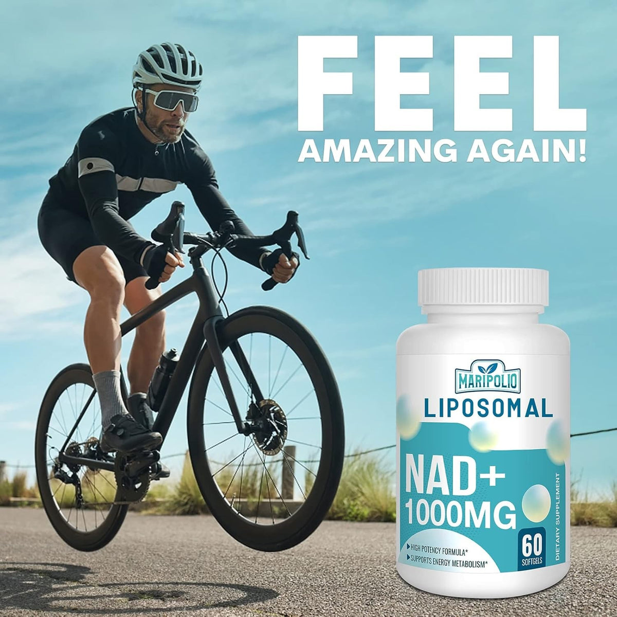 Liposomal NAD+ Supplement 1000mg for Energy, Brain Function & DNA Support