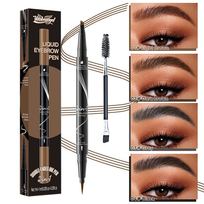4-Prong Dual-Ended Eyebrow Liner - Quick-Dry, Waterproof, W/Spoolie Brush