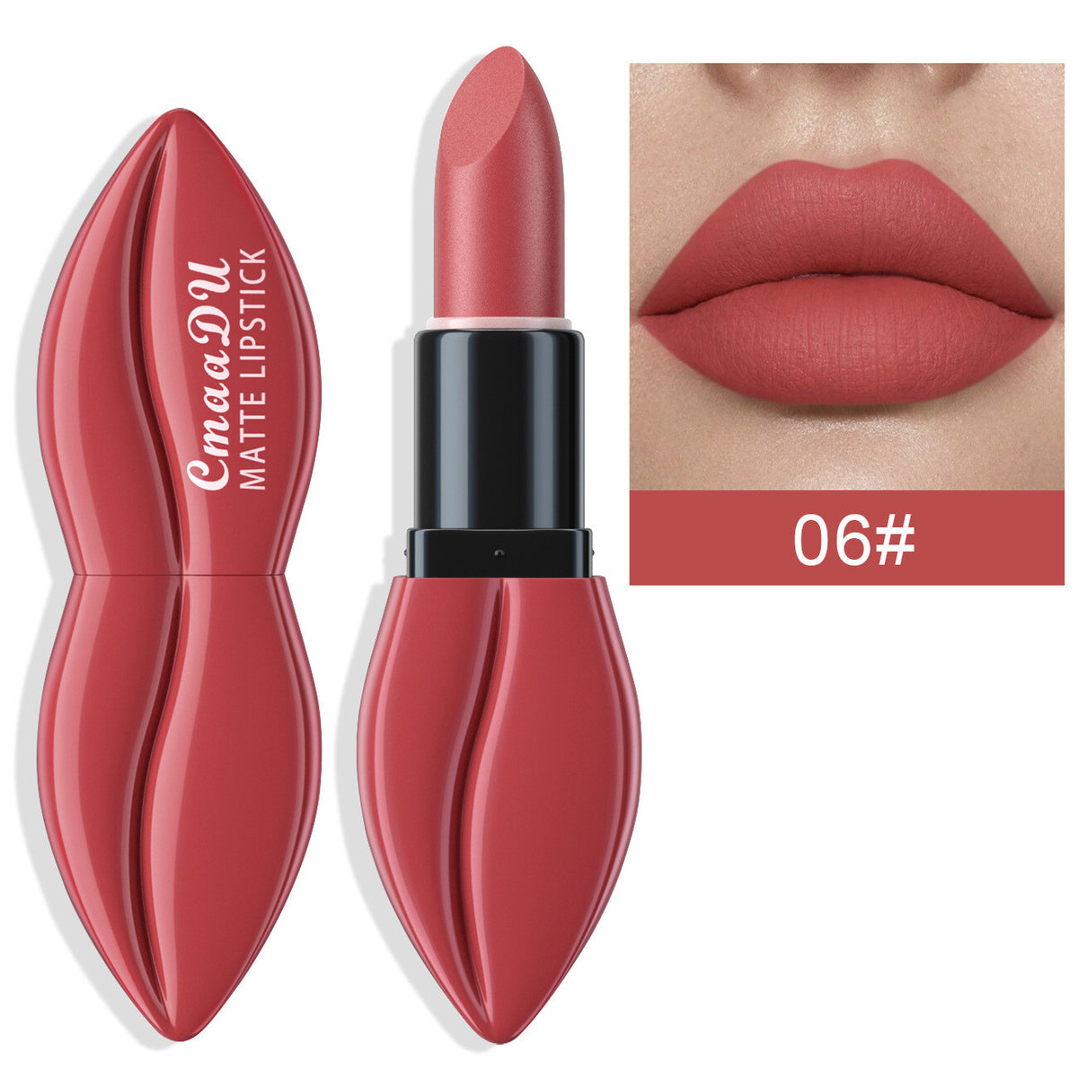 Matte Waterproof Lipstick & Lip Gloss - 10 Colors, Lip-Shaped Design