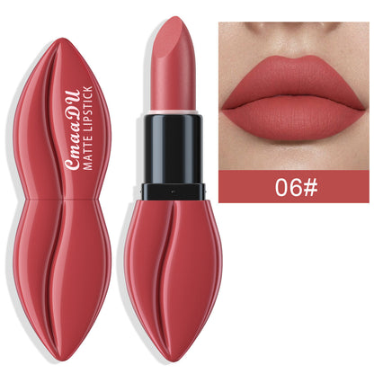 Matte Waterproof Lipstick & Lip Gloss - 10 Colors, Lip-Shaped Design