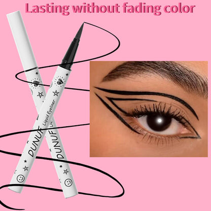 12-Color Liquid Eyeliner - Waterproof, Quick-Dry, Smudge-Proof Makeup for Women