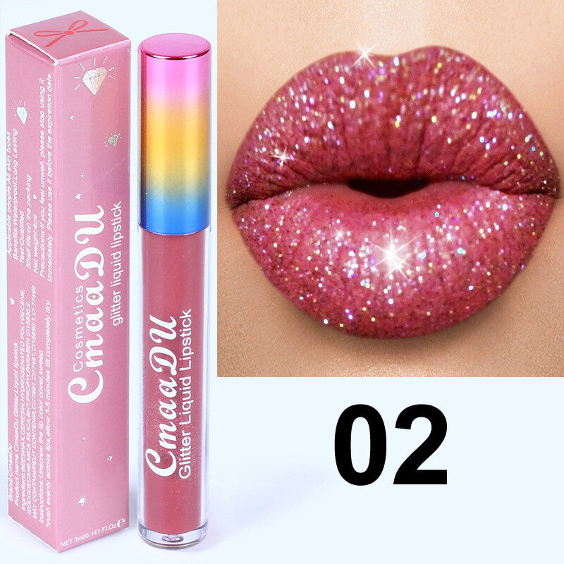 Diamond Sparkle Lip Gloss - Iridescent Shine, Glitter Lipstick, High Shine