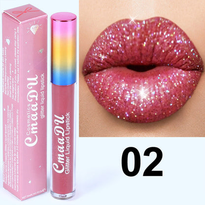 Diamond Sparkle Lip Gloss - Iridescent Shine, Glitter Lipstick, High Shine