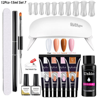 Poly Nail Gel Set 6W LED Lamp Full Manicure Quick Extension Nails Building Tool