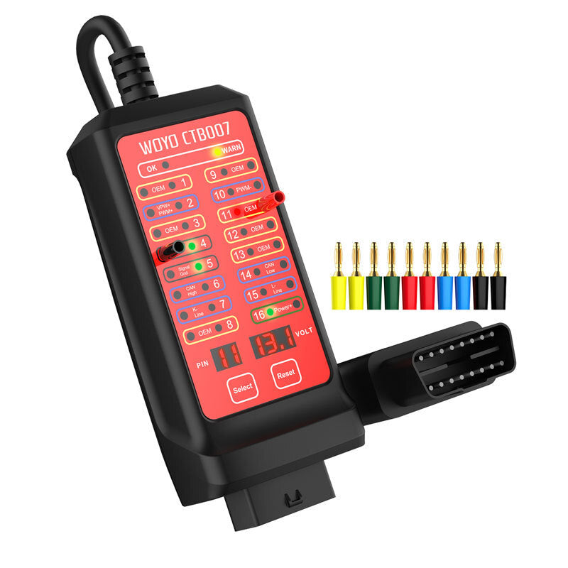 WOYO CTB00715 OBD 2 CAN Tester Box 12-24V w/ 59-inch Cable for Auto Diagnostics